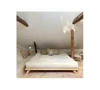 Lit futon SENZA en bois massif naturel 180x200 + matelas futon COMFORT écru - SENZA