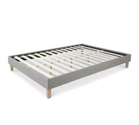 Homestyle4u Lit futon simple 120 x 200 tissu gris sommier à lattes