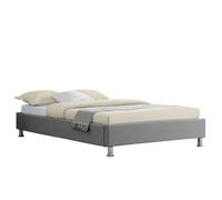 IDIMEX Lit futon Simple pour Adulte Nizza Couchage 120 x 190 cm 1 Place et Demi / 1 Personne, avec sommier et Pieds en métal chromé, revêtement en Tissu Gris