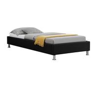 IDIMEX Lit futon Simple pour Adulte ou Enfant Nizza Couchage 90 x 190 cm 1 Place / 1 Personne, avec sommier et Pieds en métal chromé, revêtement en Tissu Noir