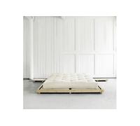 Lit futon style japonais coloris naturel + lot de 2 chevets naturel 180x200