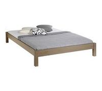 IDIMEX Lit futon Double pour Adulte Taifun 140 x 190 cm, 2 Personnes, 2 Places, pin Massif lasuré Taupe