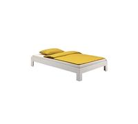 Lit futon THOMAS couchage simple 100 x 200 cm 1 place / 1 personne, en pin massif lasuré blanc