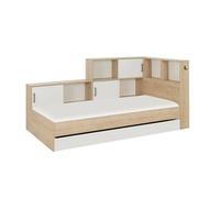 GAMI Lit enfant avec rangement 90x200 cm - Décor châtaignier naturel - L 221 x P 120 x H 104 cm - ARMEL