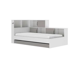 Lit gabin 90 x 200 cm blanc et gris