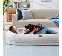 Lit géant pour chien - Lit rafraîchissant pour chien humain avec poignée portable pour l'été, orthopédique et lavable, 182,9 x 101,6 x 25,4 cm, blanc rafraîchissant