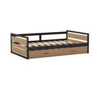 Lit gigogne 120 x 200 et 90 x 200 cm - MDF, Pin et métal - Naturel et anthracite - BOSTON