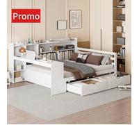 Lit Gigogne 140x200-O.Ye-multifonctionnel confortable banquette lit, structure bois massif, rangement intégré, ports US LIT GIGOGNE