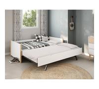 Lit Gigogne 2 Couchages - Gain De Place - Gamme Clémence Blanc 90X190