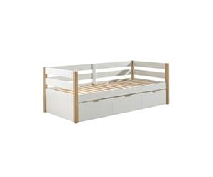 Lit gigogne 211 x 98.2 x 77 cm en bois sommier a lattes de couleur bois