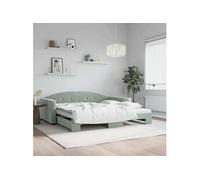 Vidaxl Lit De Jour Avec Gigogne Sans Matelas Gris Clair 100x200 Cm Gris