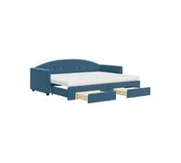 Vidaxl Lit De Jour Avec Gigogne Et Tiroirs Bleu 80x200 Cm Velours Multicolore