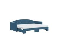 Lit gigogne vidaxl 222 x 90 x 75 cm en velours sans sommier de couleur Bleu G