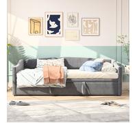 Lit Gigogne 90/180x200 cm avec Lit Extensible, Canapé-Lit avec Lit Escamotable, Lit Rembourré Canapé, Tissu en Velours, Gris