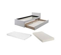 Lit gigogne 90 x 190 cm - Tissu - Beige + Matelas - DORITALO