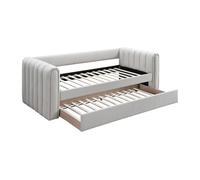 Lit gigogne 90 x 190 cm - Tissu - Beige - SAHONA