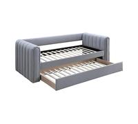 Lit gigogne 90 x 190 cm - Tissu - Gris - SAHONA