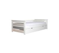 Lit Gigogne 90 x190 cm Bois Aspect Vieilli Blanc et Grisé - ROSALIA -