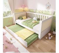 Lit Gigogne 90x190, Canapé Lit avec Lit Escamotable, Économie d'Espace, Sommier en Bois Blanc - Idéal pour Petite Chambre ou Studio