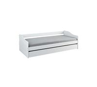 AltoBuy CANTARI - Lit Gigogne 90x190cm en Pin Massif Coloris Blanc