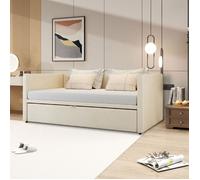 Lit Gigogne 90x200 cm avec roulettes,Canapé-Lit extensible avec sommier à lattes, 2 in 1 Lit Simple, Lit Banquette,2 place,Velours