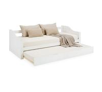 Lit gigogne 90x200 cm blanc avec 2 matelas ? lit double extensible