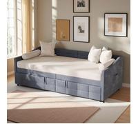 Lit Gigogne 90x200 cm, Lit double 2x90x200 cm, Canapé lit, Lit banquette 2 places, Moderne Canapé convertible pas cher, Velours