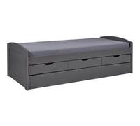 STRADI - Lit Gigogne 90x200cm + 3 Tiroirs Vernis Gris - Altobuy Gris
