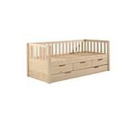 YAX - Lit Gigogne 90x200cm à Tiroirs en Pin Naturel - Altobuy Beige