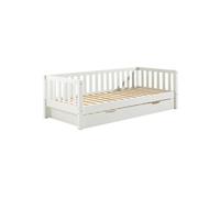 YAX - Lit Gigogne 90x200cm en Pin Laqué Blanc -