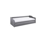 CANTARI - Lit Gigogne 90x200cm en Pin Massif Coloris Gris -