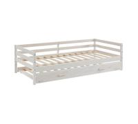 Lit gigogne AEDAN II - 2 x 90 x 190 cm - Pin massif et MDF - Blanchi