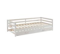 Lit gigogne AEDAN II - 2 x 90 x 190 cm - Pin massif et MDF - Blanchi