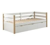 OLAF - Lit Gigogne 90x200cm Blanc et Bois - Altobuy Blanc