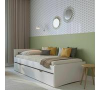 Lit Gigogne Bois Massif Leo Blanc 90X200