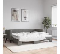 Lit Gigogne Convertible 90x200 cm Gris Foncé, Canapé Lit 2 en 1 sans Matelas, Structure Bois et Métal pour Salon Chambre d'amis, Design Moderne et Gain de Place