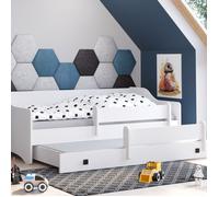 Lit gigogne double enfants eryk 80x160 avec 2 matelas, 2 sommiers, blanc