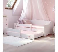 Lit gigogne double pour enfants EMMA 80x160 avec 2 matelas, 2 sommiers, blanc
