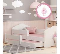 Lit Gigogne Double pour Enfants FALA II 160x80 avec 2 Matelas, 2 Sommiers et Décor Princesse