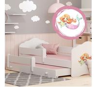 Lit gigogne double pour enfants FALA II 160x80 avec 2 matelas et 2 sommiers - avec motif Sirène