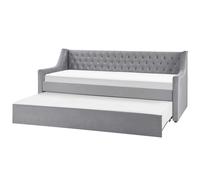 Lit Gigogne En Velours Gris 90 X 200 Cm Montargis Gris