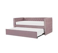 Lit Gigogne En Velours Rose 90 X 200 Cm Gassin Rose