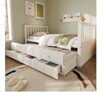 Lit gigogne enfant - 90x200/90x190 - Bois massif - 3 tiroirs - Sommier à lattes