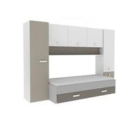 DEMEYERE Lit gigogne enfant avec multiples rangements Décor argile 90 200 cm TIDY Mu G