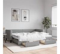 Lit gigogne GENERIQUE 90x200 en metal matelas sommier tiroir gris. gris clair Gris G