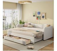 Lit gigogne - GENERIQUE - lit contemporain - 90/180x200 - Velours - 2 tiroirs & USB/Type-C