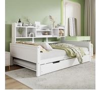 Lit gigogne - GUTENT - 90x190CM - Bois massif - Blanc - Style scandinave moderne