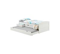 IDIMEX Lit gigogne Jessy lit Enfant Fonctionnel avec tiroir-lit et Rangement 3 tiroirs, Couchage 90x190 cm 1 Place, en pin Massif lasuré Blanc