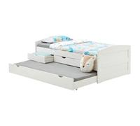 IDIMEX Lit gigogne Jessy lit Enfant Fonctionnel avec tiroir-lit et Rangement 3 tiroirs, Couchage 90x190 cm 1 Place, en pin Massif lasuré Blanc