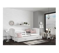 Lit Gigogne Mateo 90x190 matelas inclus Blanc - blanc